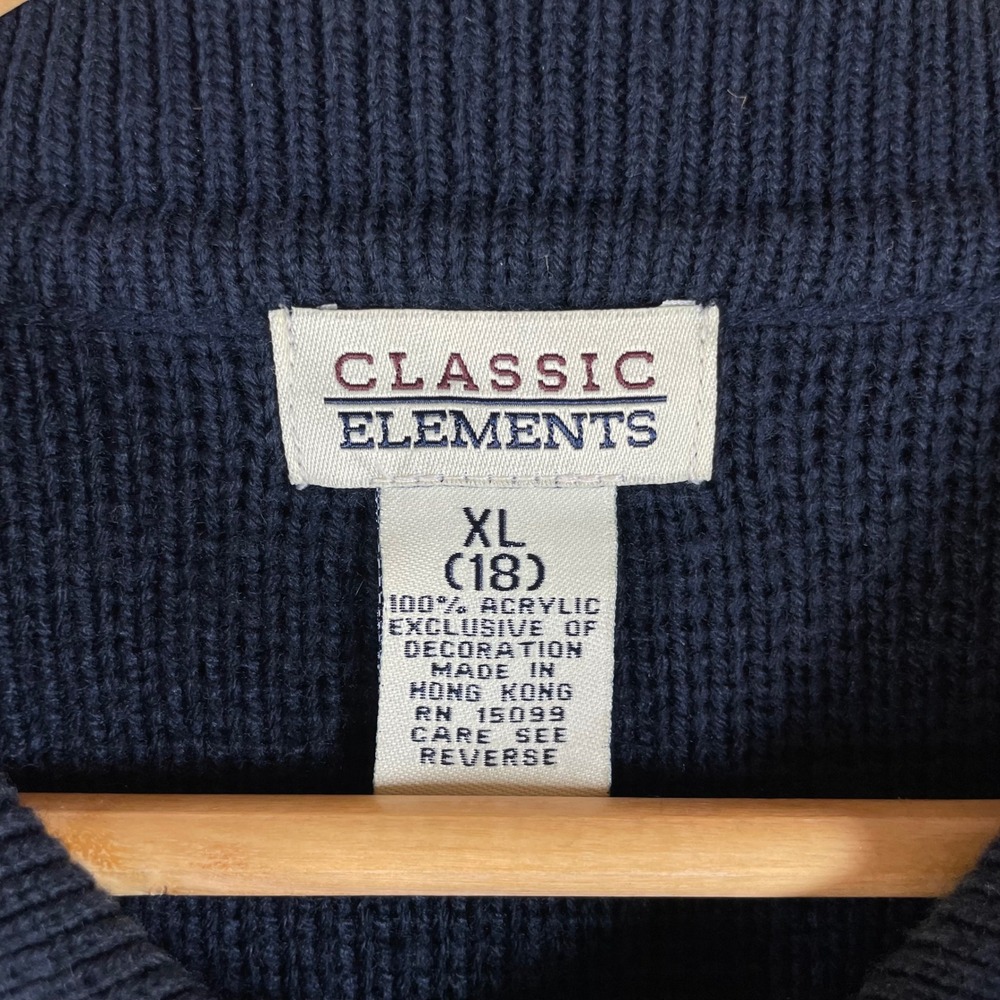 classic elements vtg zip cardigan sweater XL navy blue acorns leaves grannycore - Picture 3 of 9